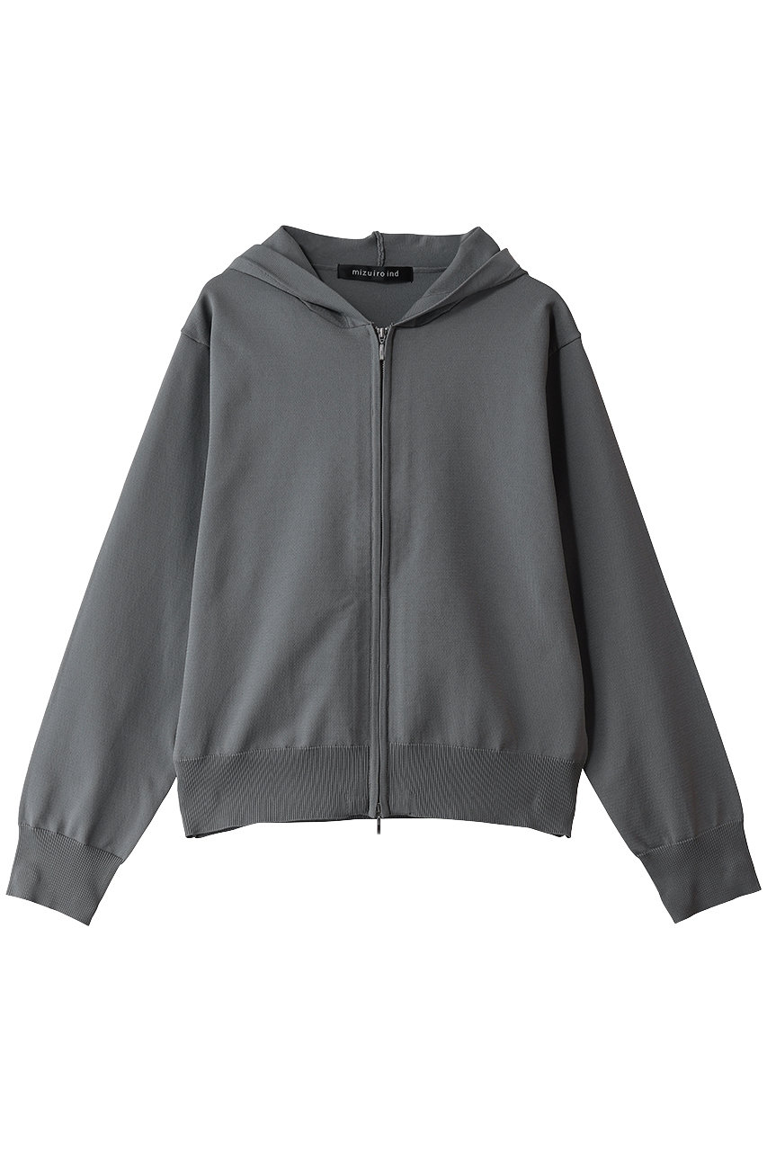 mizuiro ind hooded zip knit ニット (gray, F) ミズイロインド ELLE SHOP