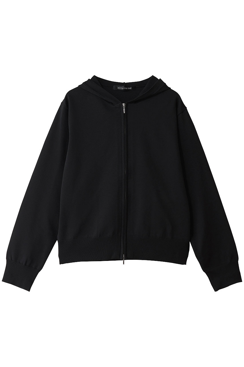 mizuiro ind hooded zip knit ニット (black, F) ミズイロインド ELLE SHOP