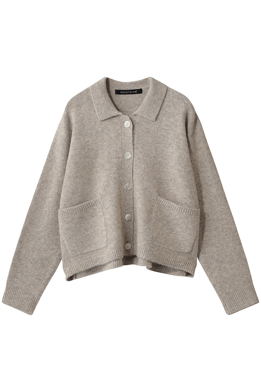 mizuiro ind high neck shirt collar short C/D カーディガン (kinari, F) ミズイロインド ELLE SHOP