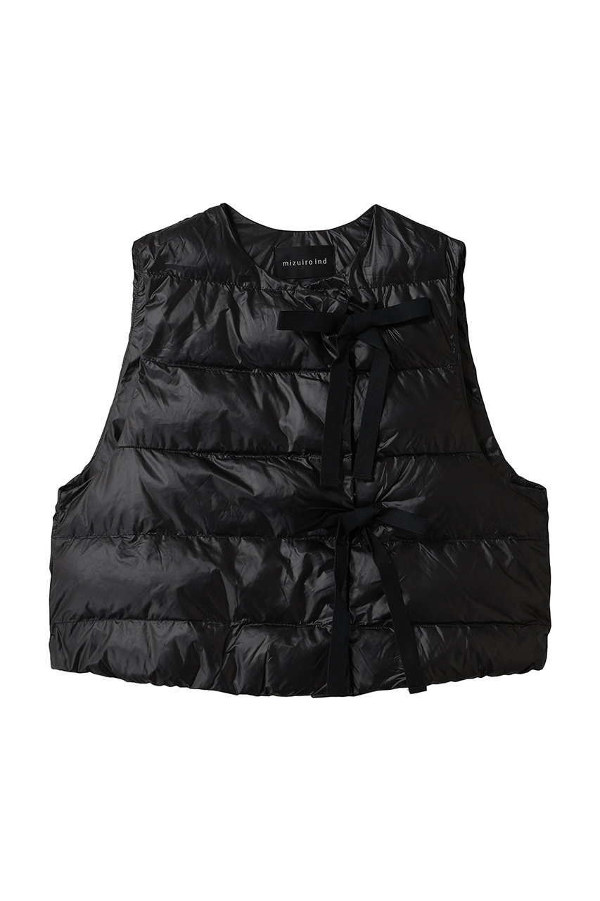 mizuiro ind quilt ribbon vest ベスト (black, F) ミズイロインド ELLE SHOP