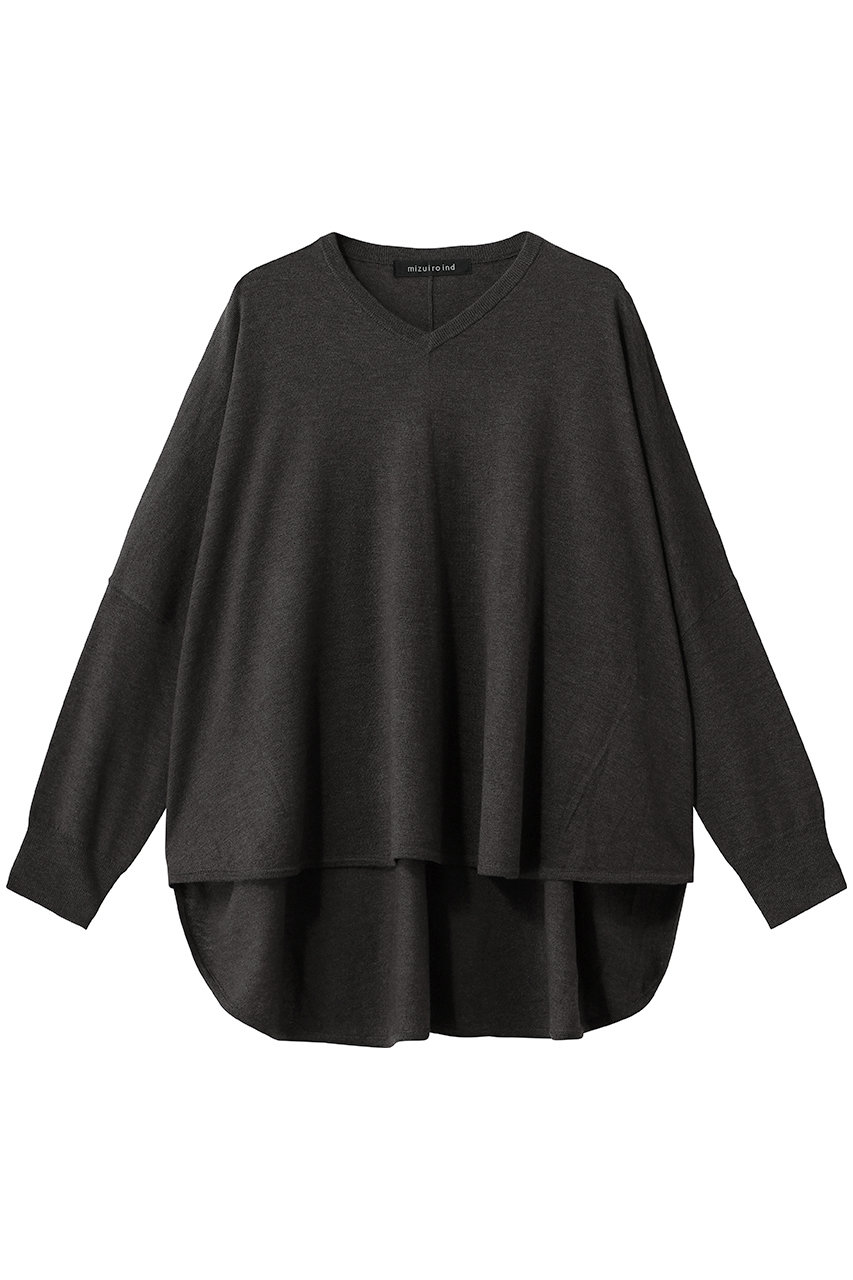 mizuiro ind V neck cocoon P/O プルオーバー (brown, F) ミズイロインド ELLE SHOP