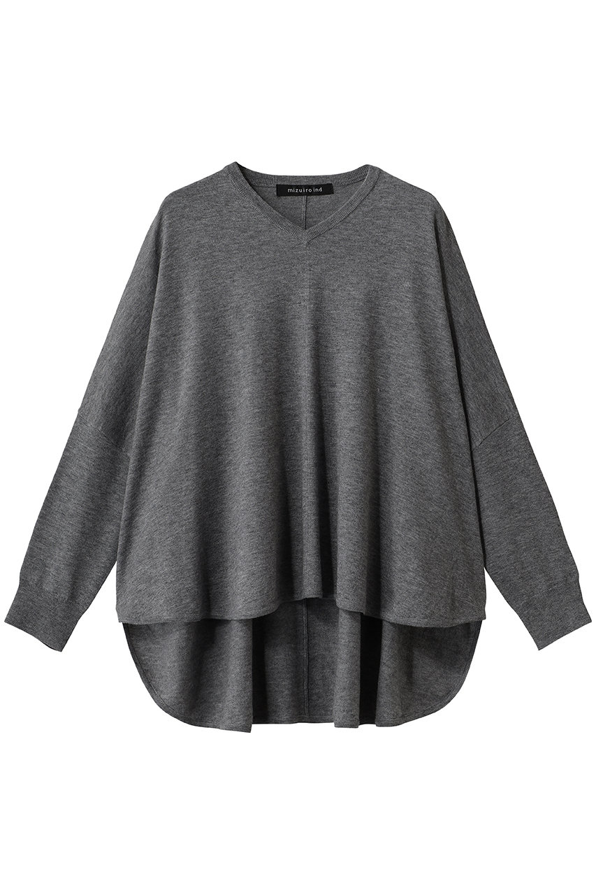mizuiro ind V neck cocoon P/O プルオーバー (gray, F) ミズイロインド ELLE SHOP