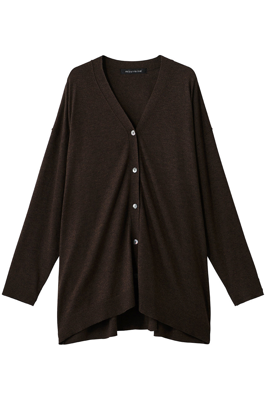 mizuiro ind V neck wide C/D カーディガン (brown, F) ミズイロインド ELLE SHOP