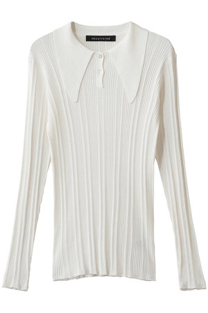 ミズイロインド/mizuiro indのlong collar knit polo ニットポロ(110300/110301)