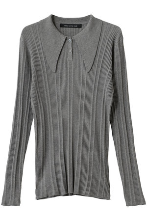 ミズイロインド/mizuiro indのlong collar knit polo ニットポロ(110300/110301)