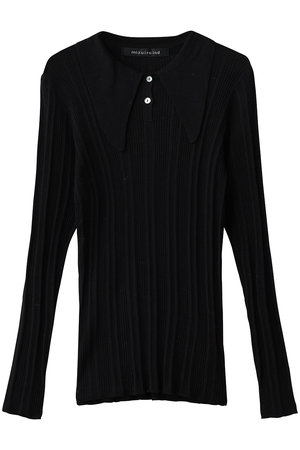 ミズイロインド/mizuiro indのlong collar knit polo ニットポロ(110300/110301)