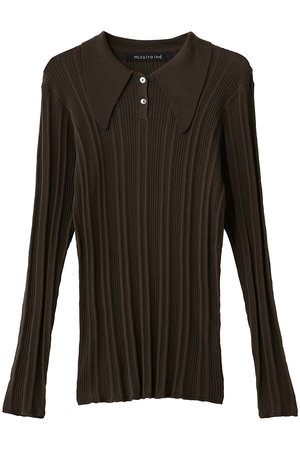 ミズイロインド/mizuiro indのlong collar knit polo ニットポロ(110300/110301)