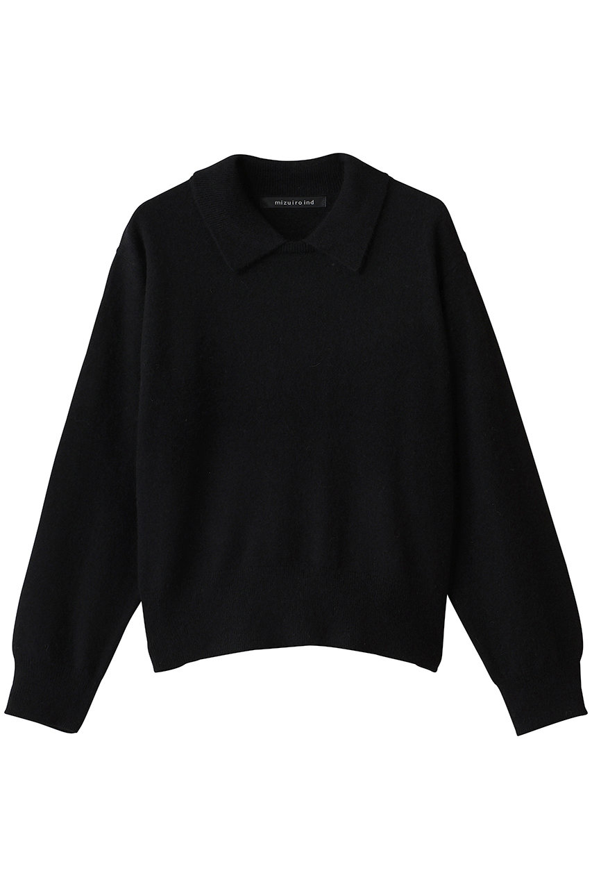 mizuiro ind high gauze P/O with collar プルオーバー (black, F) ミズイロインド ELLE SHOP