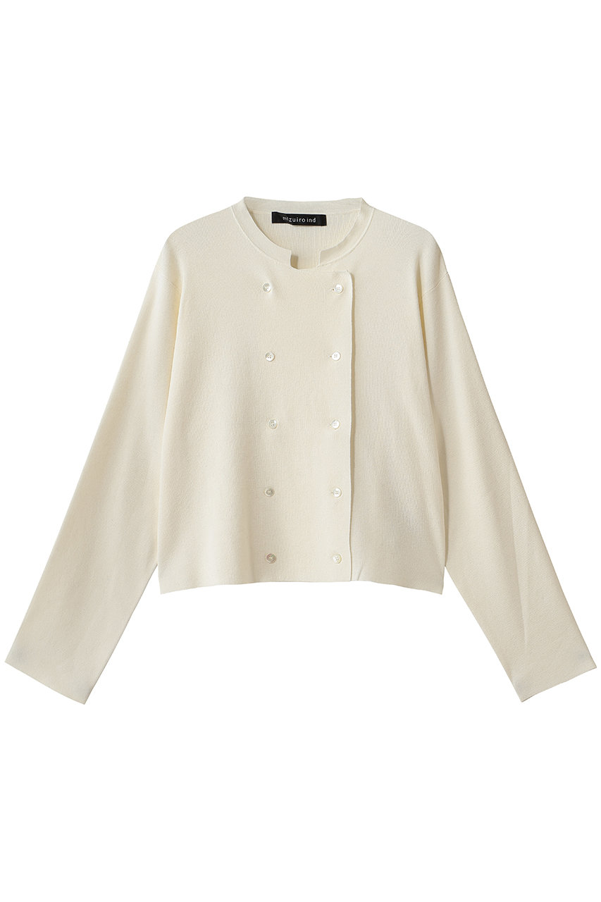 mizuiro ind stand collar double breasted C/D カーディガン (off white, F) ミズイロインド ELLE SHOP
