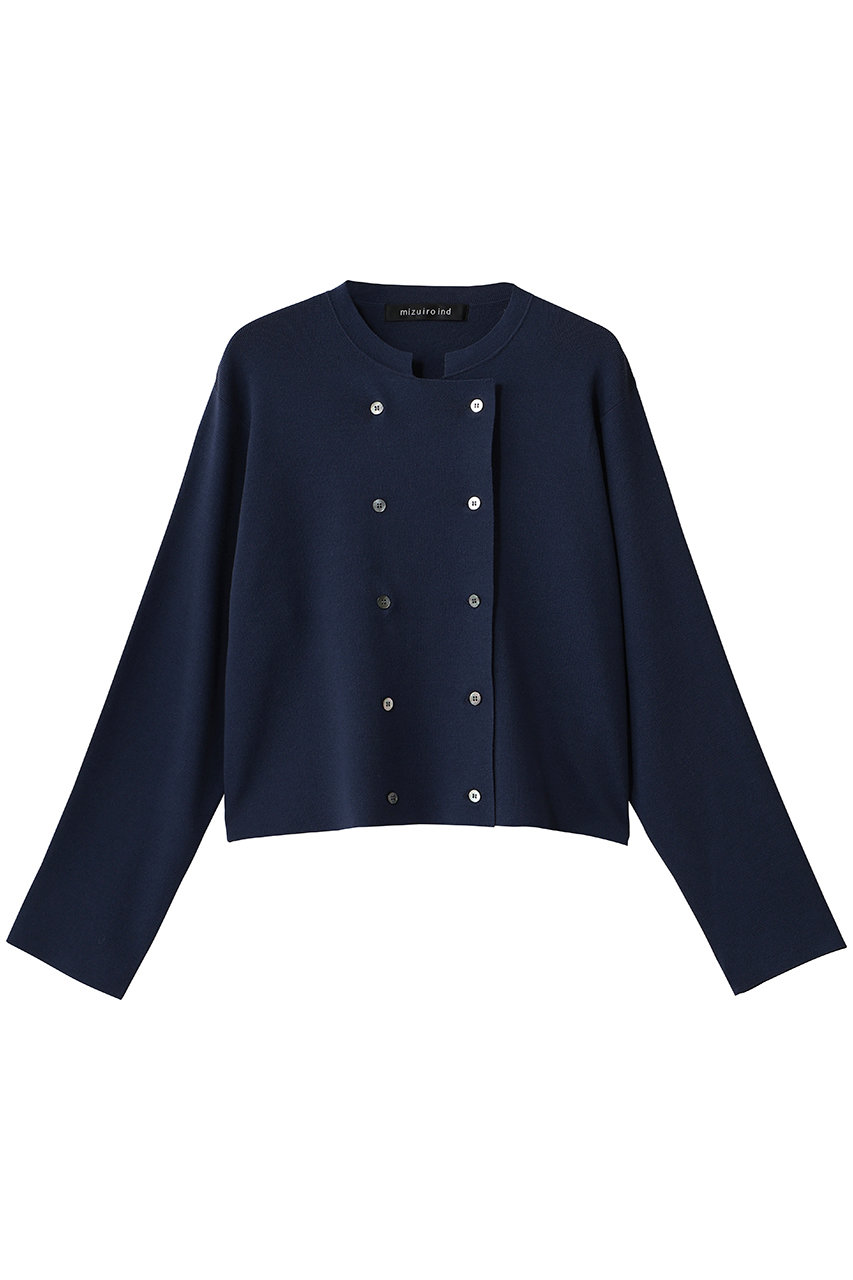 mizuiro ind stand collar double breasted C/D カーディガン (navy, F) ミズイロインド ELLE SHOP