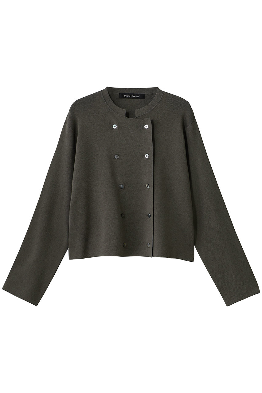 mizuiro ind stand collar double breasted C/D カーディガン (gray, F) ミズイロインド ELLE SHOP