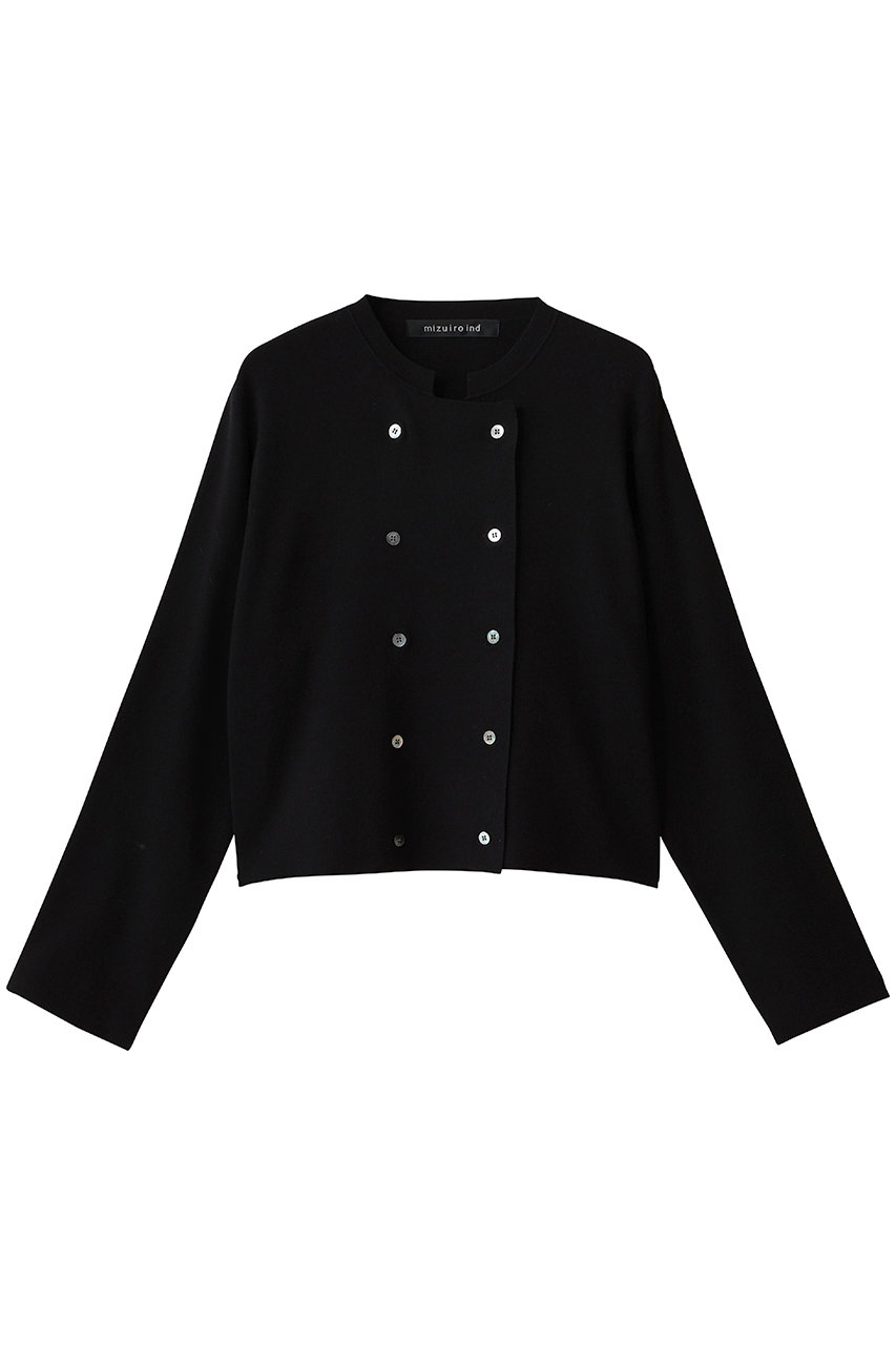 mizuiro ind stand collar double breasted C/D カーディガン (black, F) ミズイロインド ELLE SHOP
