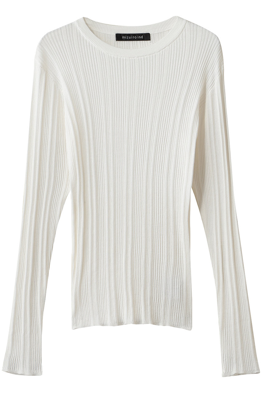 mizuiro ind crew neck rib P/O プルオーバー (off white, F) ミズイロインド ELLE SHOP