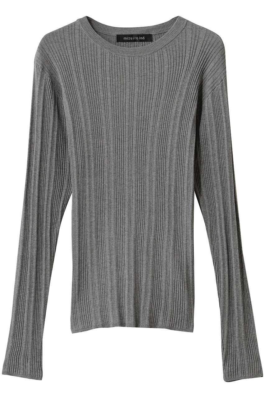 mizuiro ind crew neck rib P/O プルオーバー (gray, F) ミズイロインド ELLE SHOP