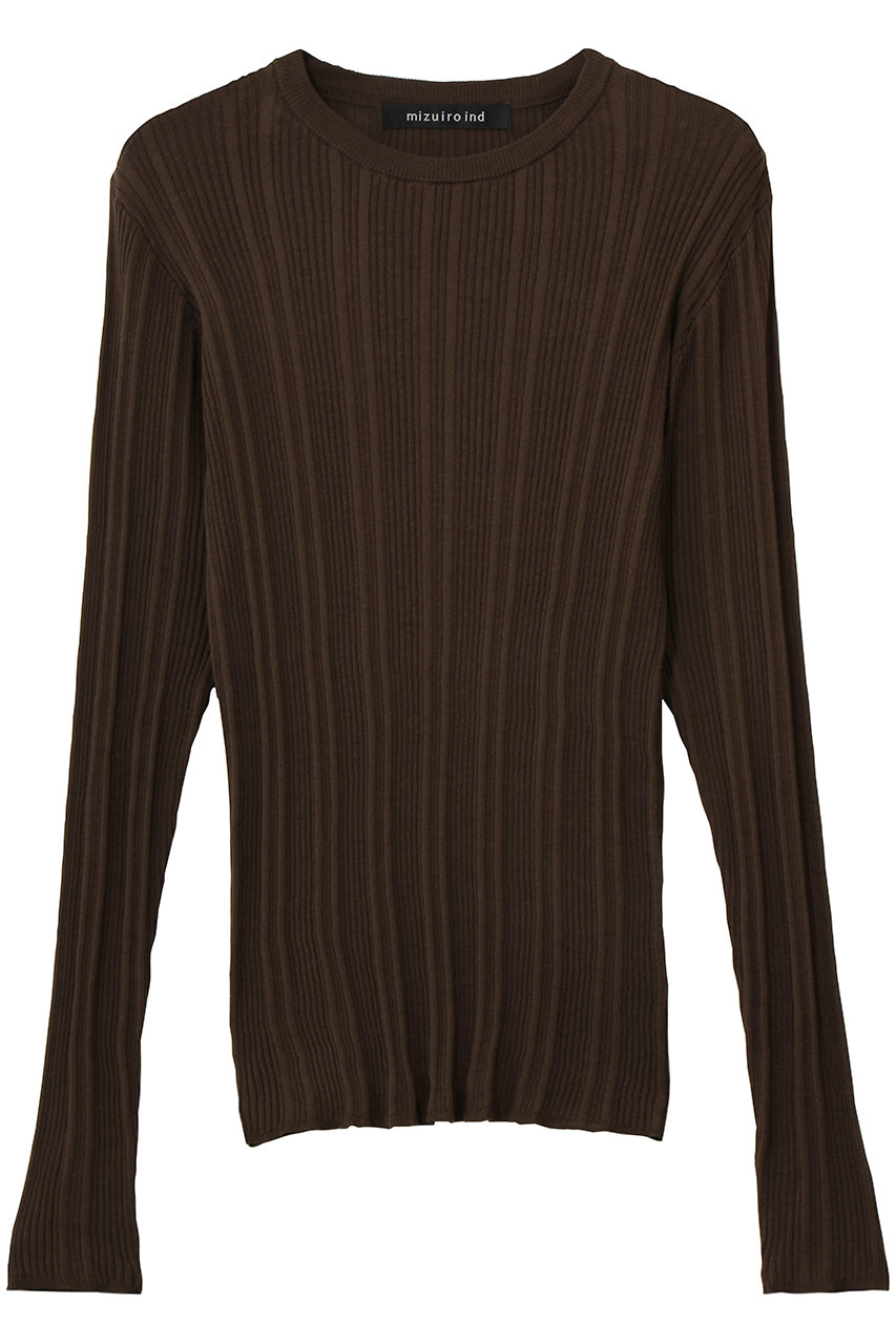 mizuiro ind crew neck rib P/O プルオーバー (brown, F) ミズイロインド ELLE SHOP