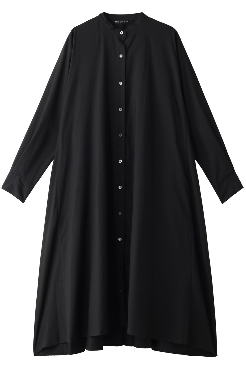 mizuiro ind バンドカラーフレアシャツワンピース (ブラック, F) ミズイロインド ELLE SHOP mizuiro ind バンドカラーフレアシャツワンピース (ブラック, F) ミズイロインド ELLE SHOP
