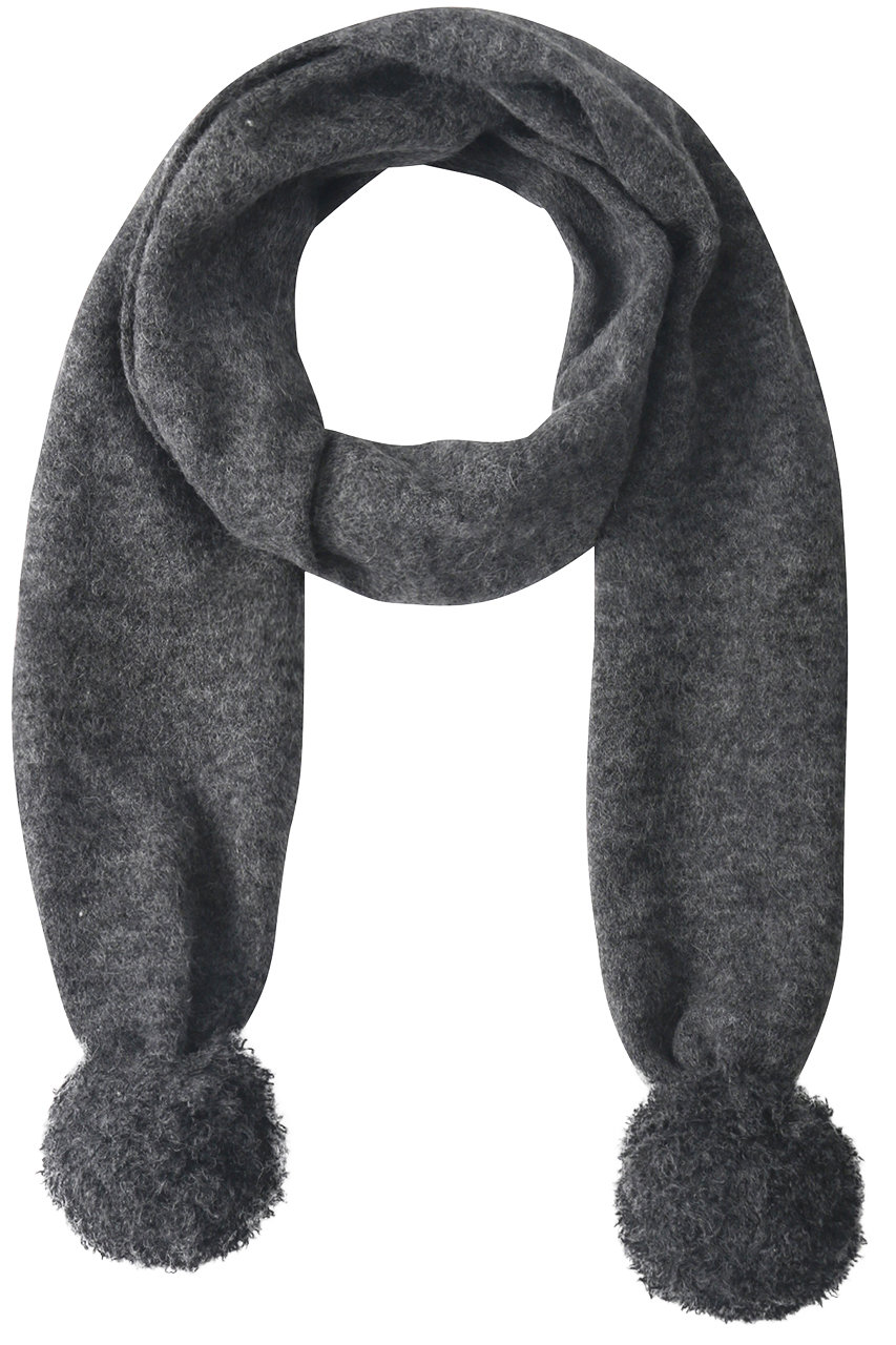 SALE 【30%OFF】 mizuiro ind ミズイロインド ポンポンマフラー チャコールグレー