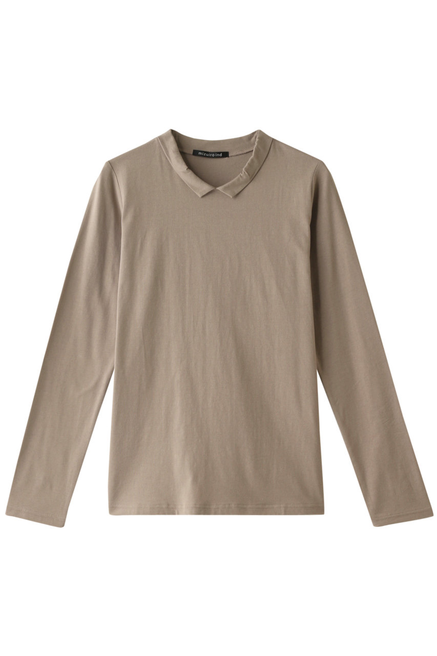 SALE 【20%OFF】 mizuiro ind ミズイロインド シャツカラープルオーバー ベージュ