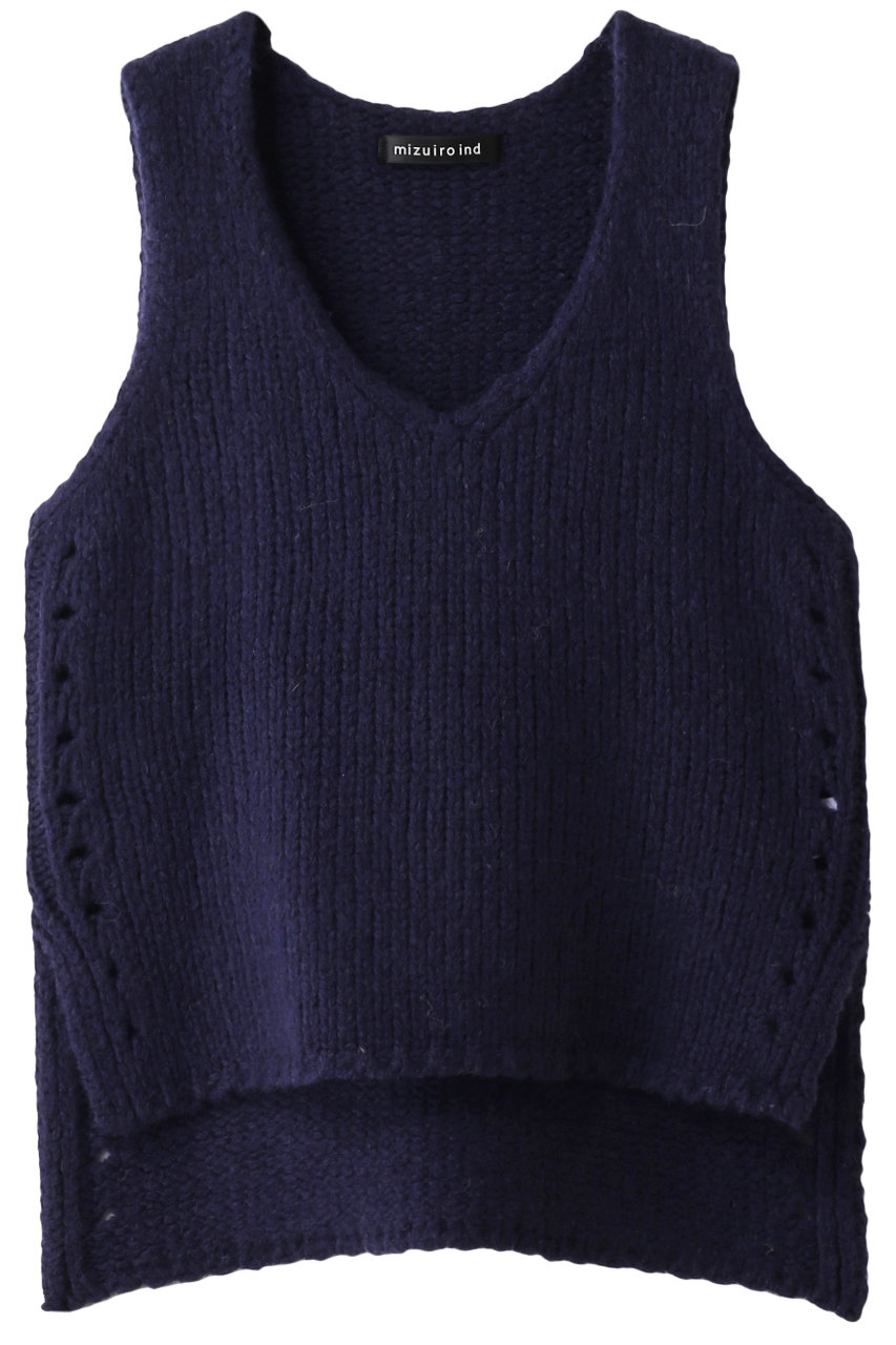 SALE 【30%OFF】 mizuiro ind ミズイロインド Vネックベスト ネイビー