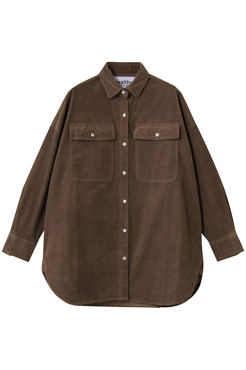 Healthy DENIM ヘルシーデニム　新品❗️ビッグコーデュロイシャツ Healthy DENIM】コーデュロイビッグシャツ-Almond（シャツ