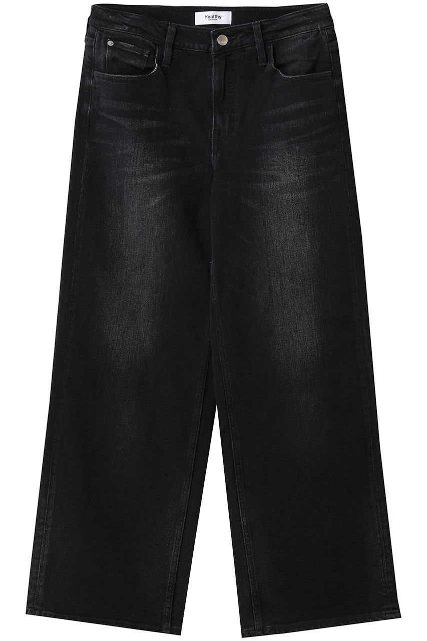 ヘルシーデニム/Healthy DENIMのPink Pepper Midrise ワイドストレートデニムパンツ(Deep Black Used/H88350403dbk)