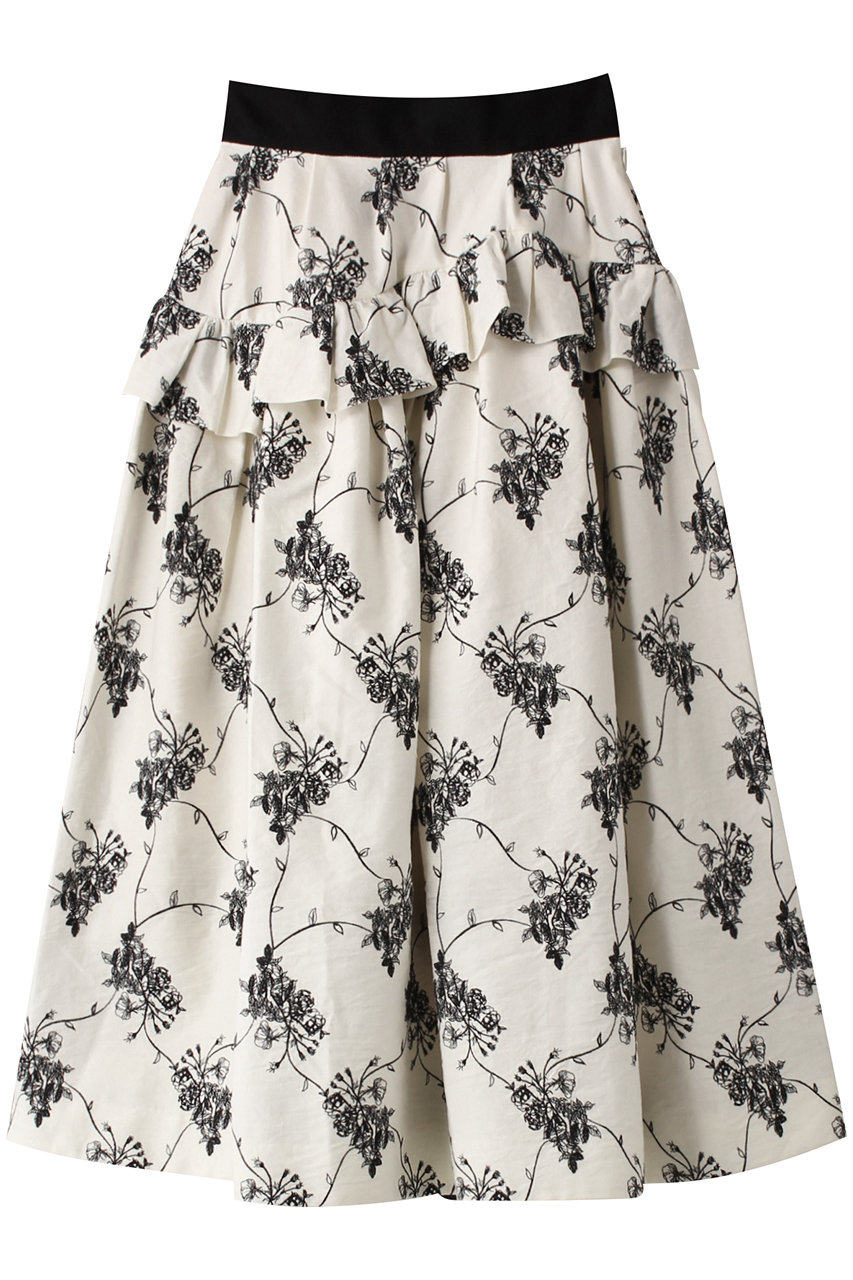 ルール ロジェット/leur logetteのコットンリネン刺繍スカート(オフホワイト/04432)