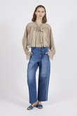 【美品】ルールロジェット ハイウエストデニムパンツ ビジュー サイズ0 leur logette(ルール ロジェット)｜ビジュー付き12ozデニム