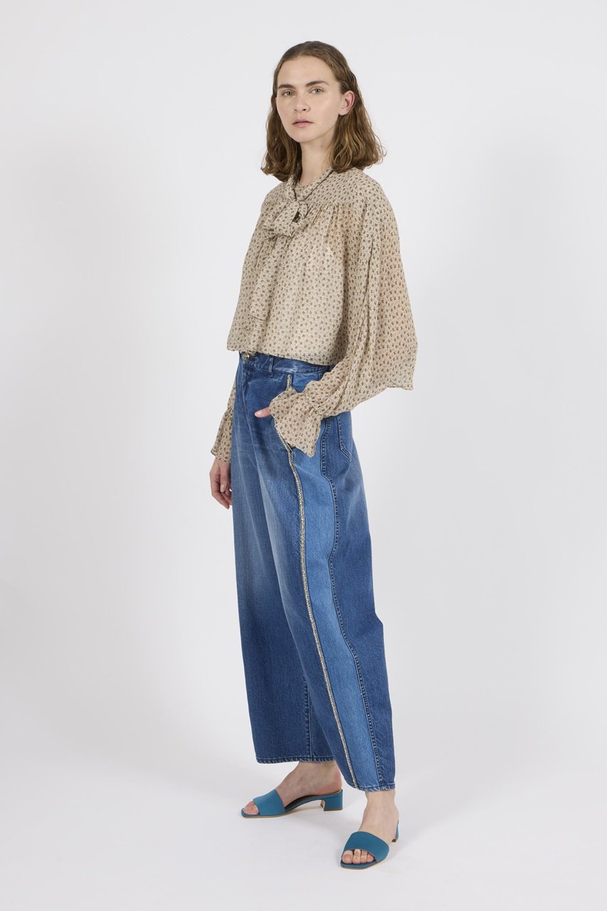 【美品】ルールロジェット ハイウエストデニムパンツ ビジュー サイズ0 高 品質ファッション - 【美品】ルールロジェット ハイウエスト