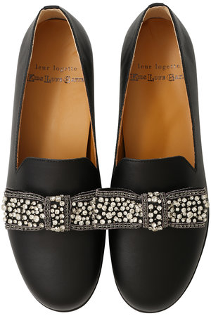 【KIDS LOVE GAITE 】ビジューリボンレザーシューズ