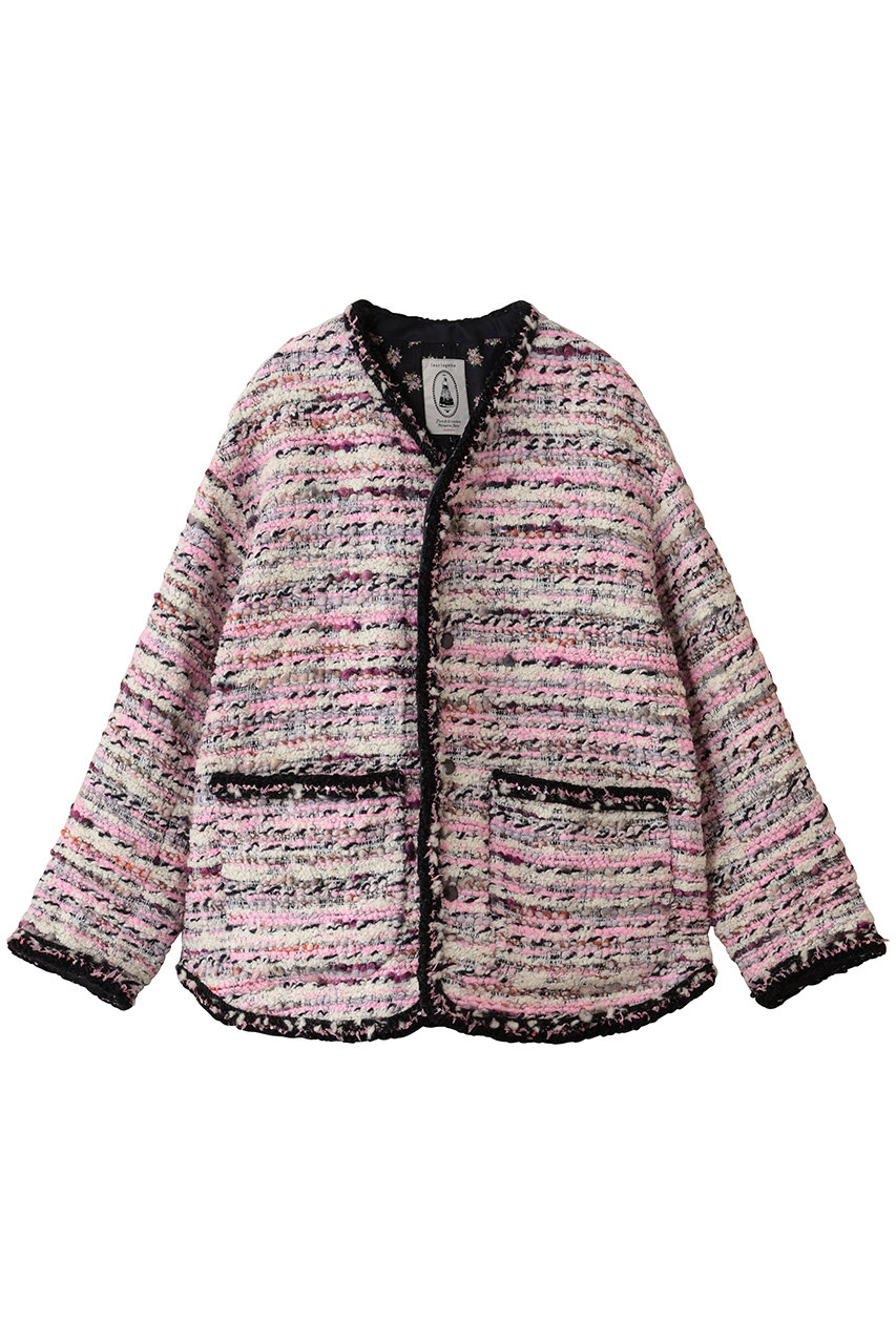 【美品】ルールロジェット　ノーカラー　ツイード　ジャケット　ピンクベージュ　1 leur logette(ルール ロジェット)｜ツイードジャケット/ピンク