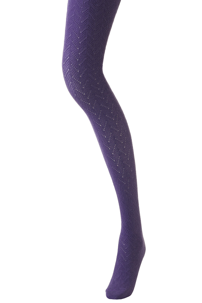 ルール ロジェット/leur logetteのヘリンボーンタイツ(パープル/30918)