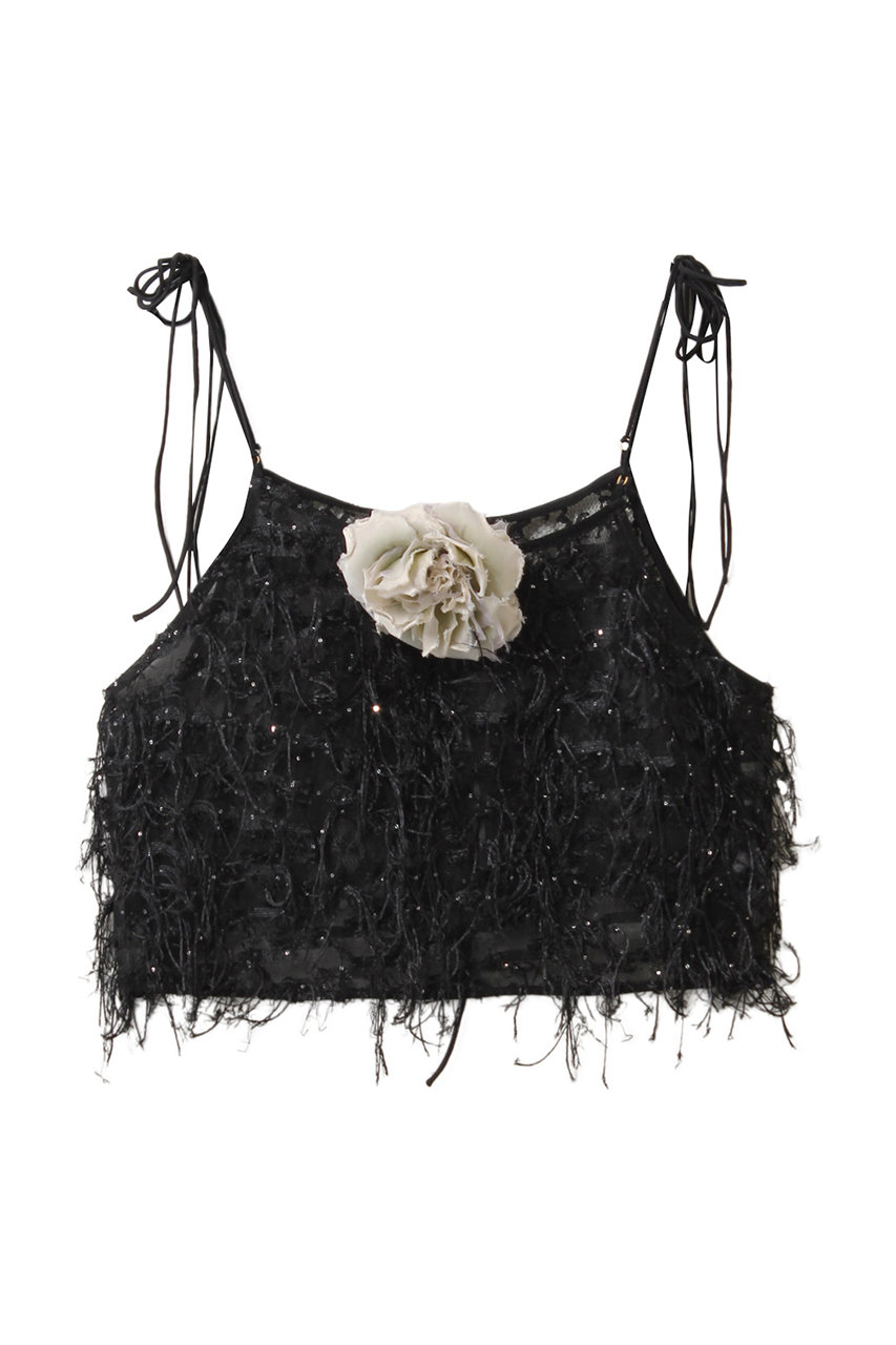 ルール ロジェット/leur logetteのシアーフリンジキャミトップス(ブラック/03665)