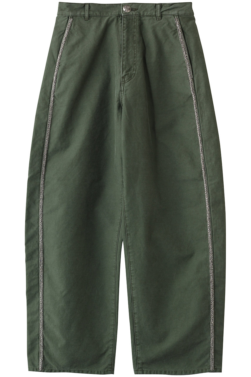 ルール ロジェット/leur logetteのミリタリーバックサテンパンツ(with bijou)(カーキ/05425)