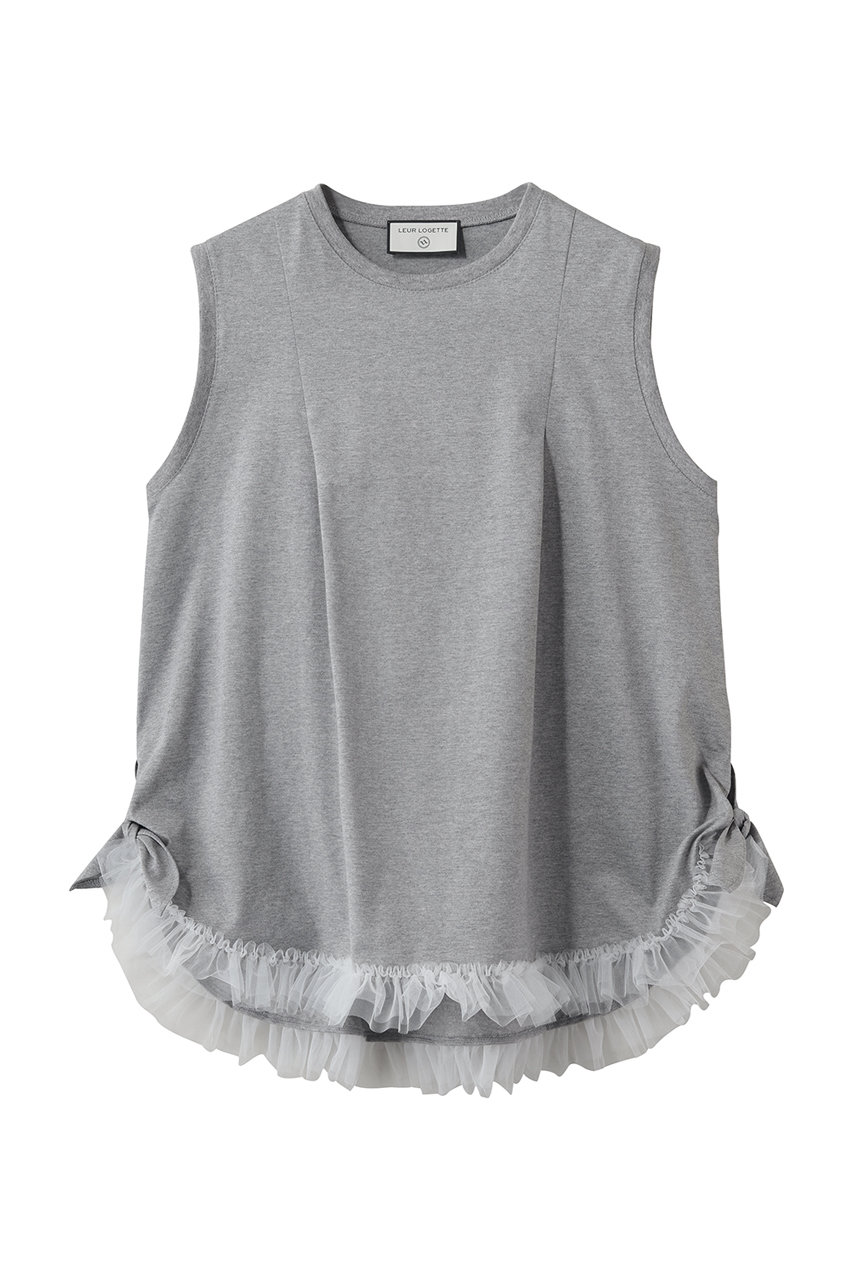 ルール ロジェット/leur logetteのコットンノースリーブチュールヘムトップス(グレー/10213)