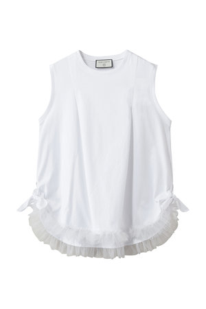 ルール ロジェット/leur logetteのコットンノースリーブチュールヘムトップス(110100/110101)