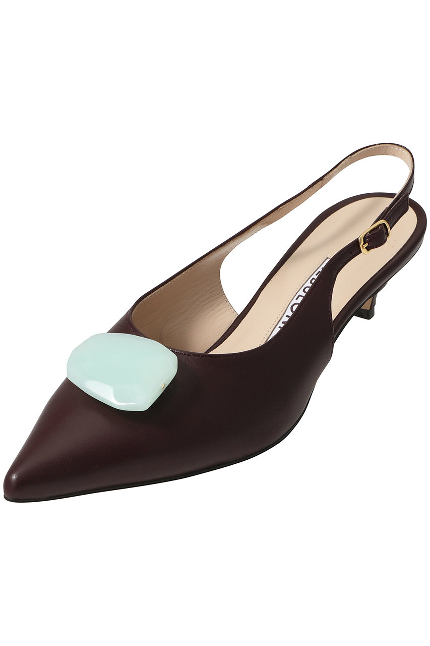 NEBULONI E. ストーン付きスエードバックストラップパンプス (ボルドー×ブルー, 36.5(23.5)) ネブローニ ELLE SHOP NEBULONI E. ストーン付きスエードバックストラップパンプス (ボルドー×ブルー, 36.5(23.5)) ネブローニ ELLE SHOP