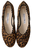 レオパードヘアカーフフラットシューズ