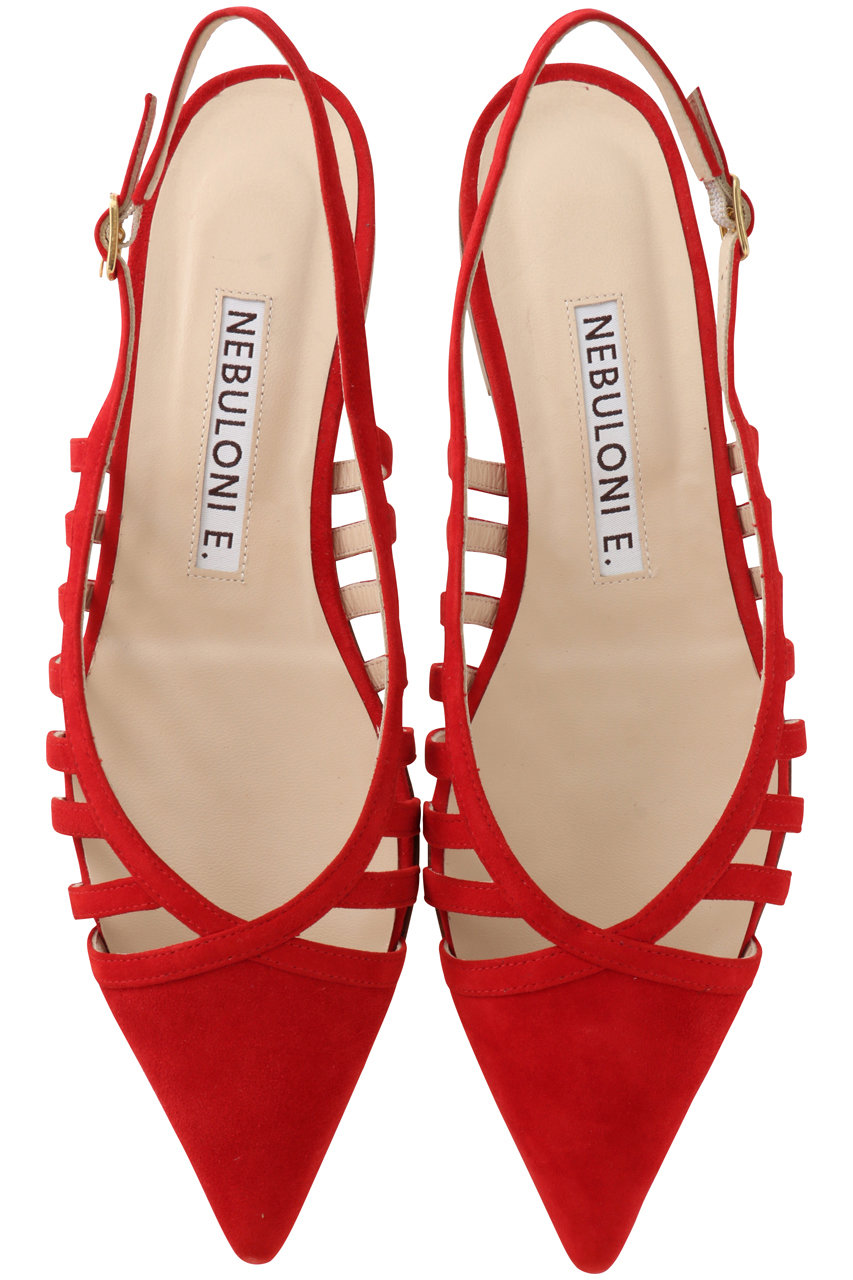 ネブローニ/NEBULONI E.のカットワークスリングバックシューズ(レッドスエード/7615)