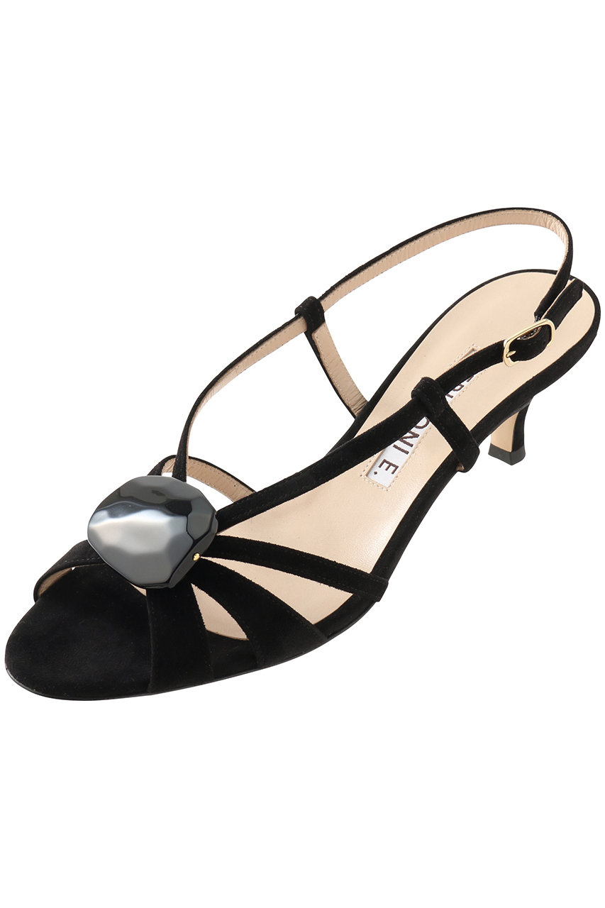 ネブローニ/NEBULONI E.のストーン付きスエードストラップサンダル(ブラック/7603)