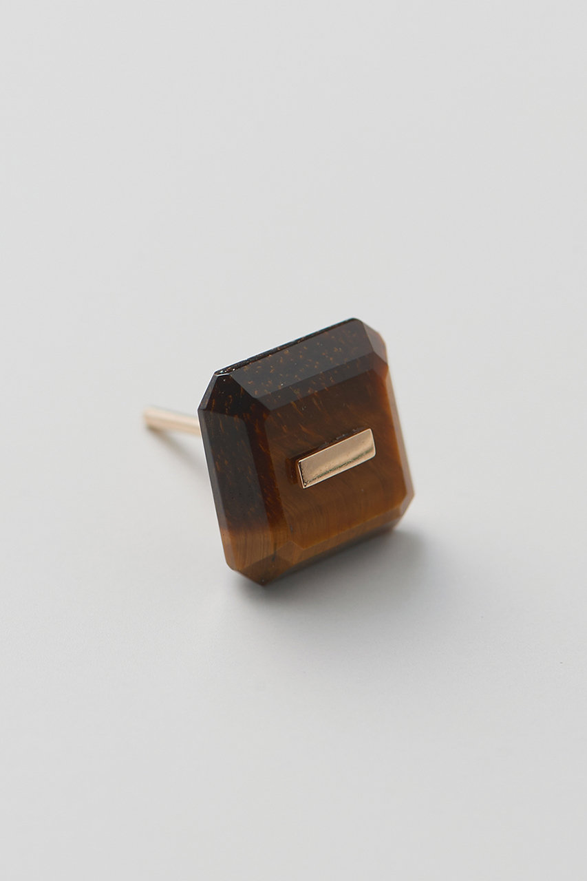 Hirotaka 【Bird of Paradise】Naked Square Stone Stud ピアス(片耳用) (タイガーアイ, ONESIZE) ヒロタカ ELLE SHOP Hirotaka 【Bird of Paradise】Naked Square Stone Stud ピアス(片耳用) (タイガーアイ, ONESIZE) ヒロタカ ELLE SHOP