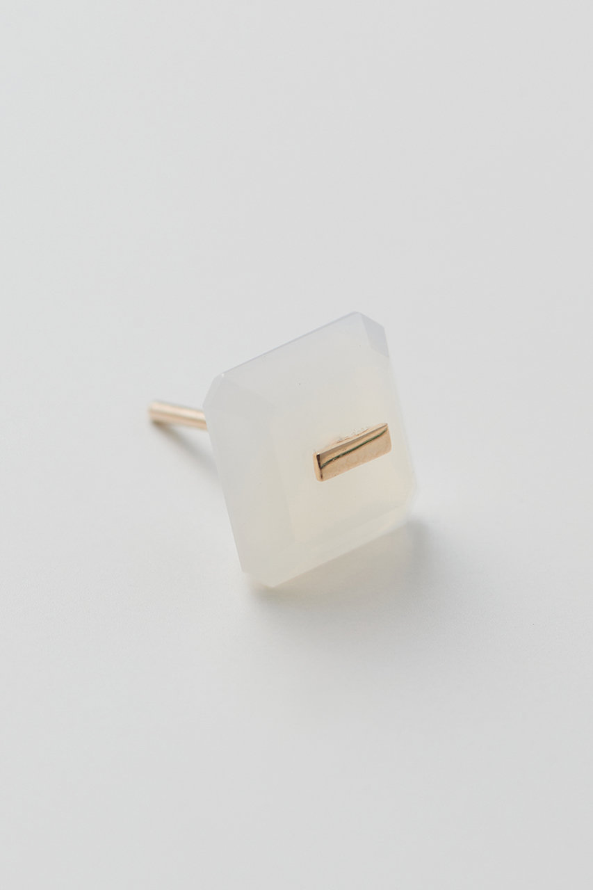 Hirotaka 【Bird of Paradise】Naked Square Stone Stud ピアス(片耳用) (ホワイトカルセドニー, ONESIZE) ヒロタカ ELLE SHOP Hirotaka 【Bird of Paradise】Naked Square Stone Stud ピアス(片耳用) (ホワイトカルセドニー, ONESIZE) ヒロタカ ELLE SHOP