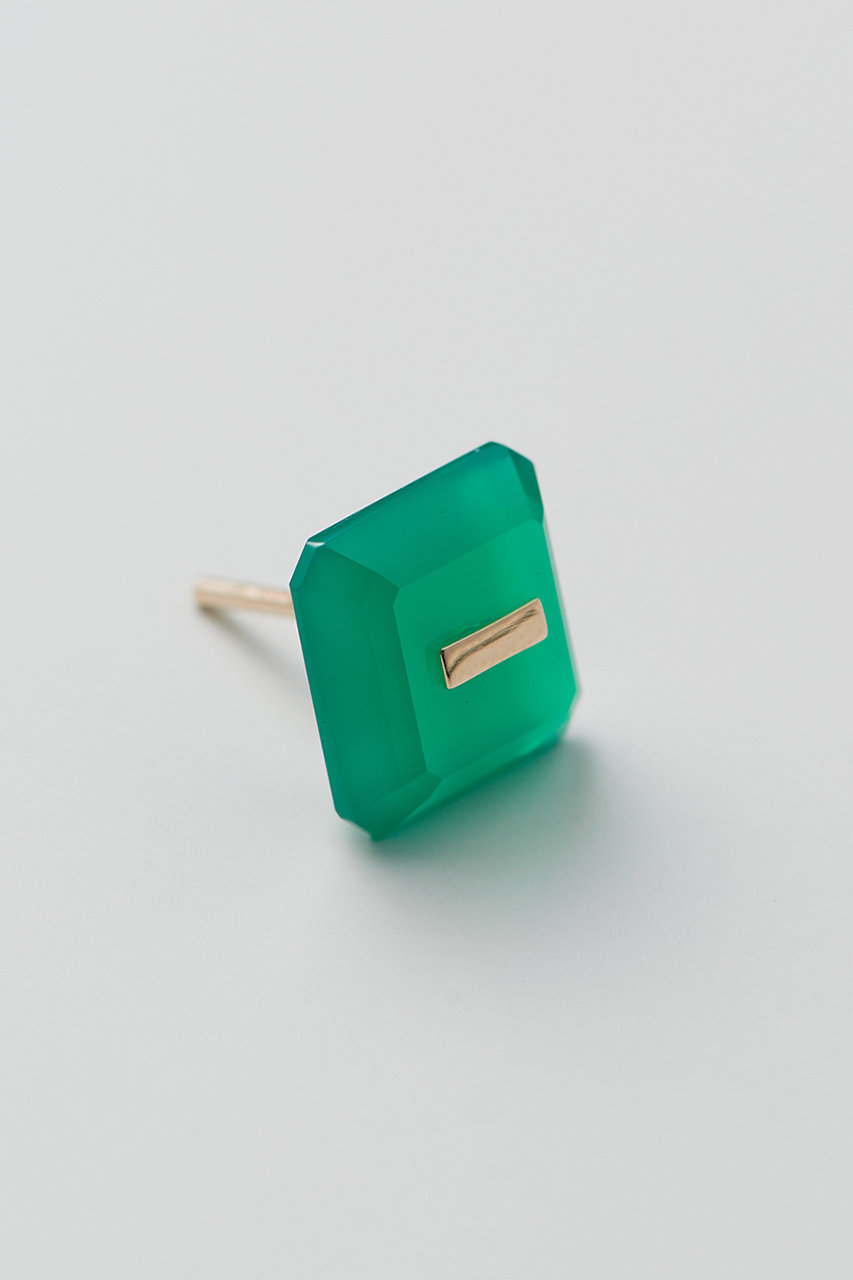 Hirotaka 【Bird of Paradise】Naked Square Stone Stud ピアス(片耳用) (グリーンアゲート, ONESIZE) ヒロタカ ELLE SHOP Hirotaka 【Bird of Paradise】Naked Square Stone Stud ピアス(片耳用) (グリーンアゲート, ONESIZE) ヒロタカ ELLE SHOP