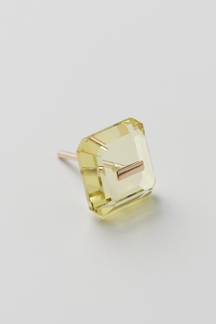 Hirotaka 【Bird of Paradise】Naked Square Stone Stud ピアス(片耳用) (レモンクォーツ, ONESIZE) ヒロタカ ELLE SHOP Hirotaka 【Bird of Paradise】Naked Square Stone Stud ピアス(片耳用) (レモンクォーツ, ONESIZE) ヒロタカ ELLE SHOP