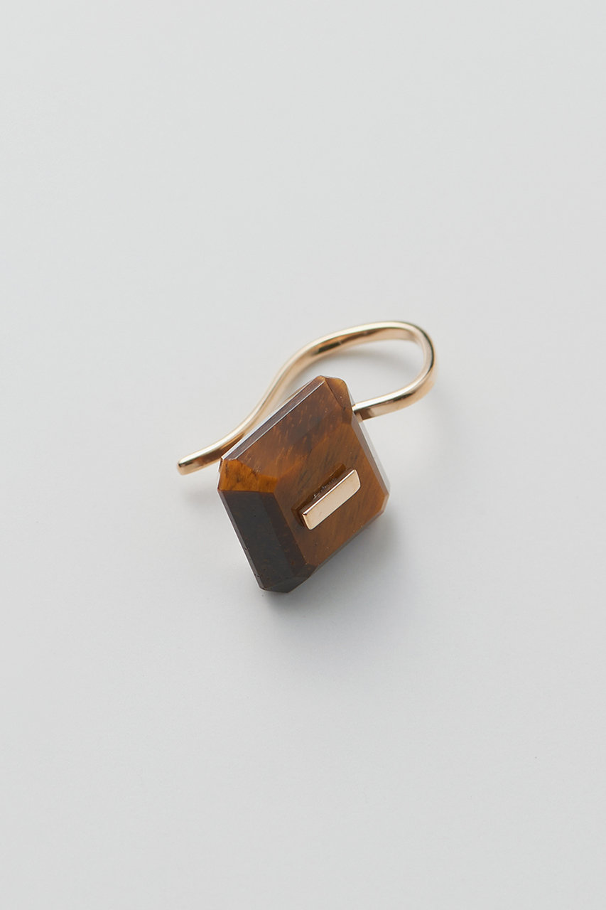 Hirotaka 【Bird of Paradise】Naked Square Stone Hook ピアス(片耳用) (タイガーアイ, ONESIZE) ヒロタカ ELLE SHOP Hirotaka 【Bird of Paradise】Naked Square Stone Hook ピアス(片耳用) (タイガーアイ, ONESIZE) ヒロタカ ELLE SHOP