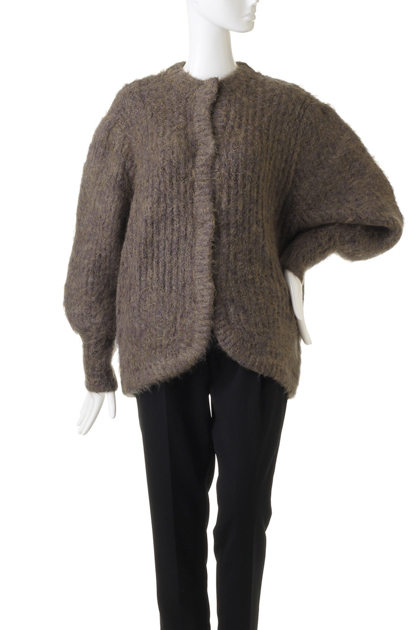 color mohair shaggy cardigan