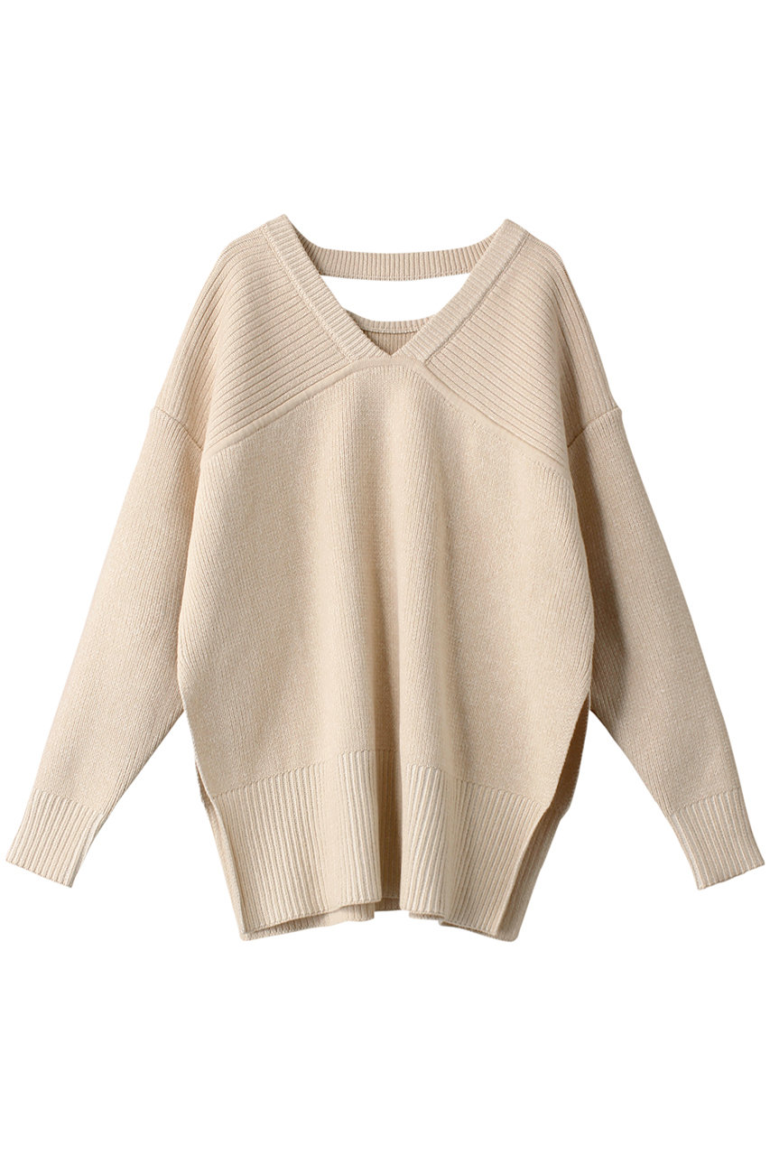 W FACE CUT NECK WIDE KNIT TOPS ニット