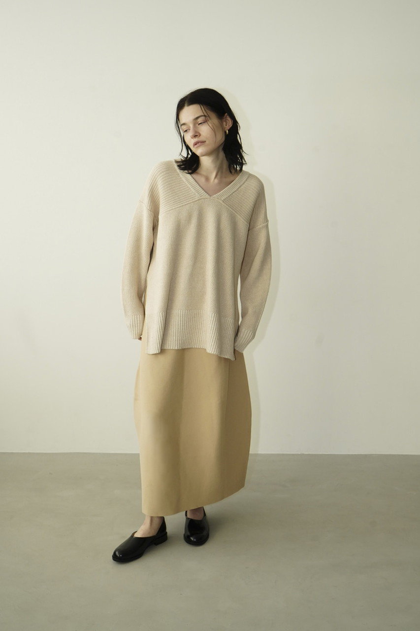 CLANE(クラネ)｜W FACE CUT NECK WIDE KNIT TOPS ニット/アイボリー の ...