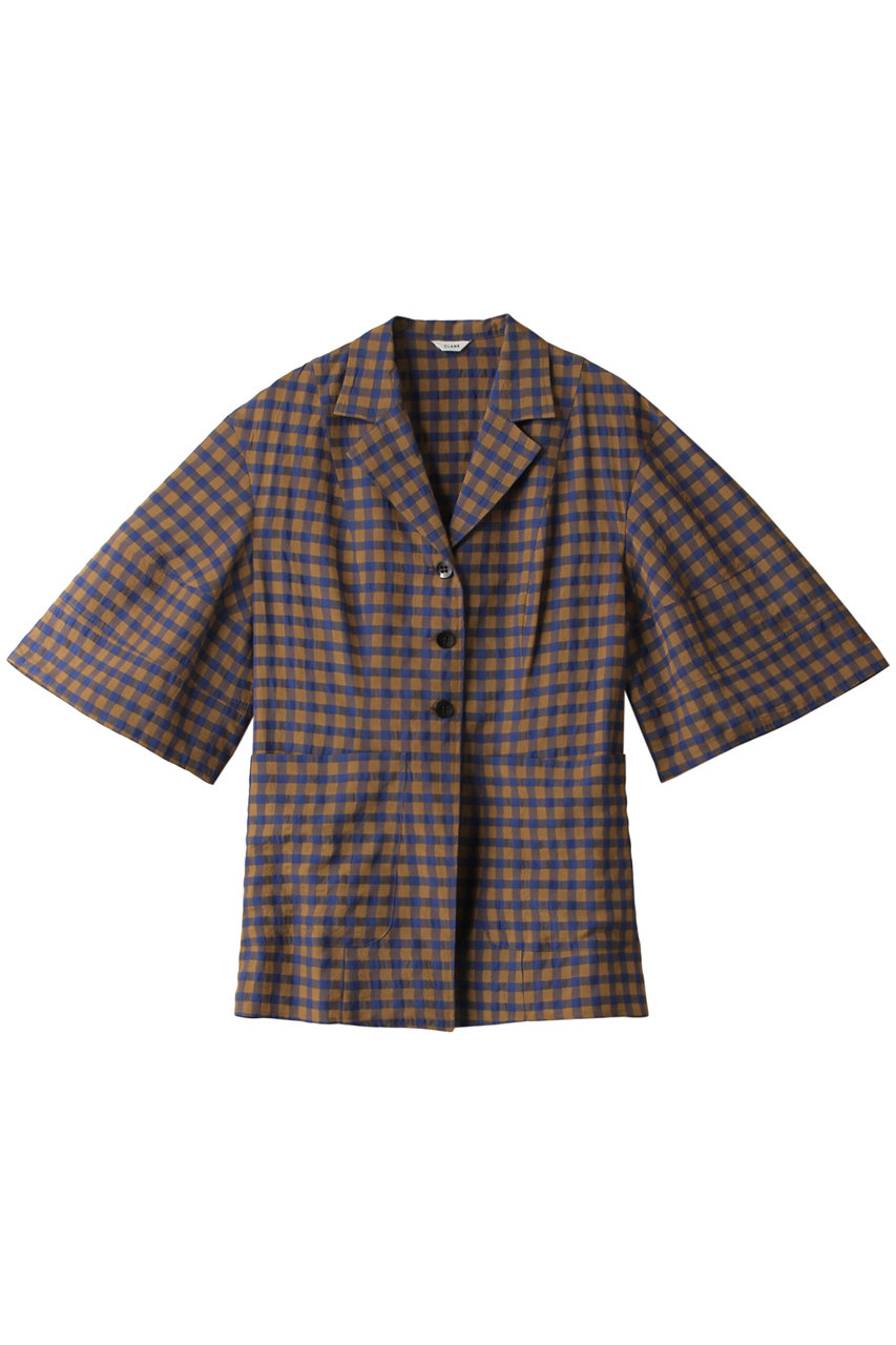 ＜ELLE SHOP＞ 30%OFF！CLANE GINGHAM CHECK DOME SLEEVE SHIRT シャツ/ブラウス (ミックス 2) クラネ ELLE SHOP