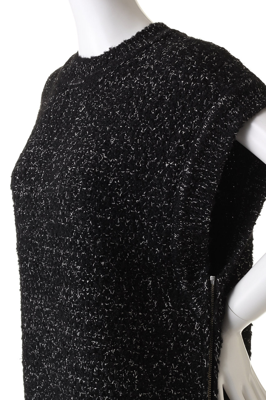 CLANE(クラネ)｜SIDE ZIP TWEED KNIT VEST/ニットベスト/BLACK の通販