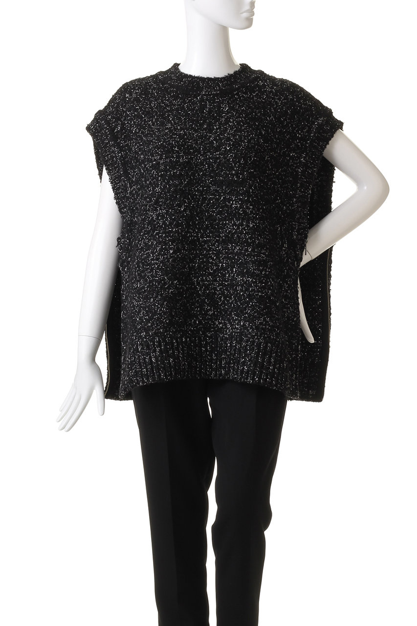 CLANE(クラネ)｜SIDE ZIP TWEED KNIT VEST/ニットベスト/BLACK の通販